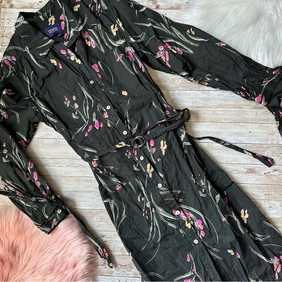 Marchesa Notte Dresses & Skirts - Marchesa Notte Women’s Floral Printed Shirtdress | Black | size 6 | Shirt Dress